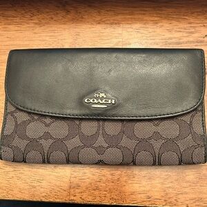 Coach Black and Brown Signature Wallet